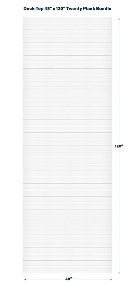 48" x 120" Deck-Top Straight Shot Bundle Kit, 9 Planks Premium PVC Deck & Dock Plank Covering 48" x 120" Bundle Kit, Classic White