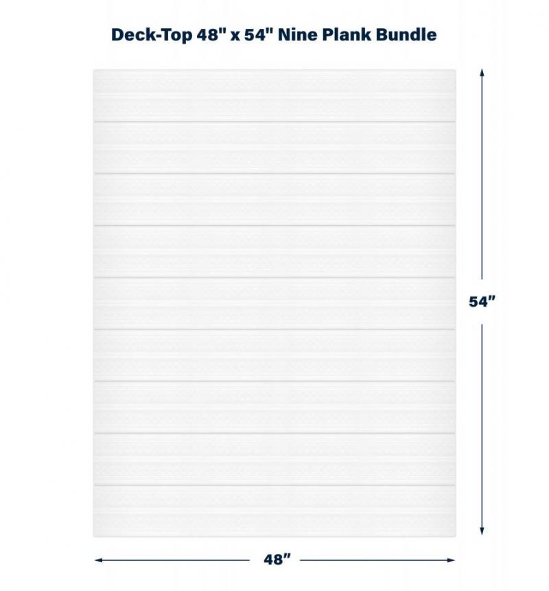 48" x 54" Deck-Top Straight Shot Bundle Kit, 9 Planks Premium PVC Deck & Dock Plank Covering 48" x 54" Bundle Kit, Classic White