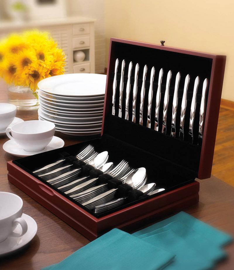 60-Pc. Stainless Flatware Set in FREE Chest | 12 Place Settings 60-Pc. Stainless Flatware Set in FREE Chest | 12 Place Settings