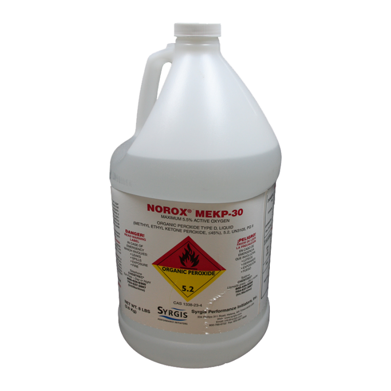 Catalyst, Clear, Norox MEKP-30, reduced strength MEKP-9, Gal 8 lbs - 123978 Catalyst, Clear, Norox MEKP-30, reduced strength MEKP-9, Gal 8 lbs - 123978