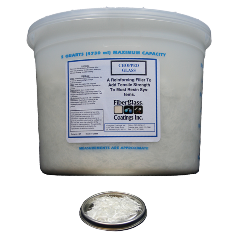 Chopped Glass, FCI +/- 1/4", makes strong glass putty, 5 Qt. Tub - 125866 Chopped Glass, FCI +/- 1/4", makes strong glass putty, 5 Qt. Tub - 125866