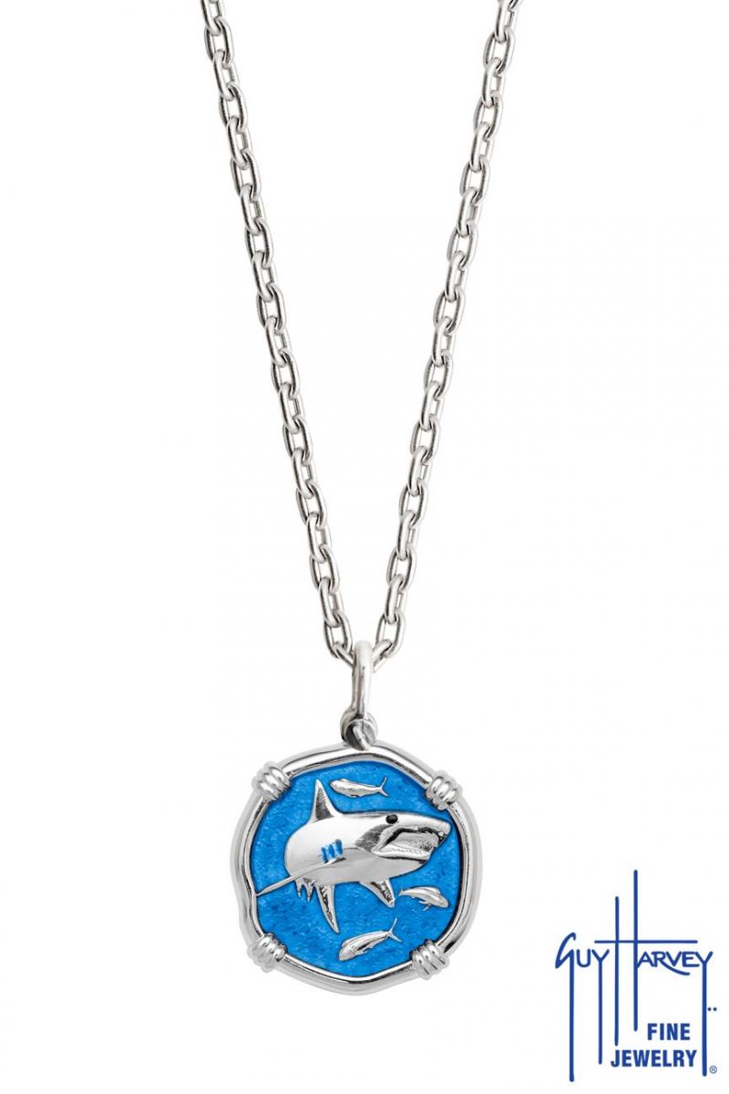SHARK 35MM GULF STREAM BLUE ENAMEL NECKLACE SHARK 35MM GULF STREAM BLUE ENAMEL NECKLACE