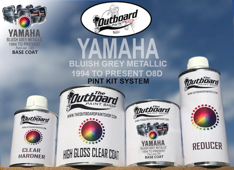 YAMAHA OUTBOARD 1994-PRESENT PAINT KIT 1 Pint Refinishing Kit. YAMAHA METALLIC BLUISH GREY 08D 1994 – PRESENT All MODELS YAMAHA OUTBOARD 1994-PRESENT PAINT KIT 1 Pint Refinishing Kit. YAMAHA METALLIC BLUISH GREY 08D 1994 – PRESENT All MODELS